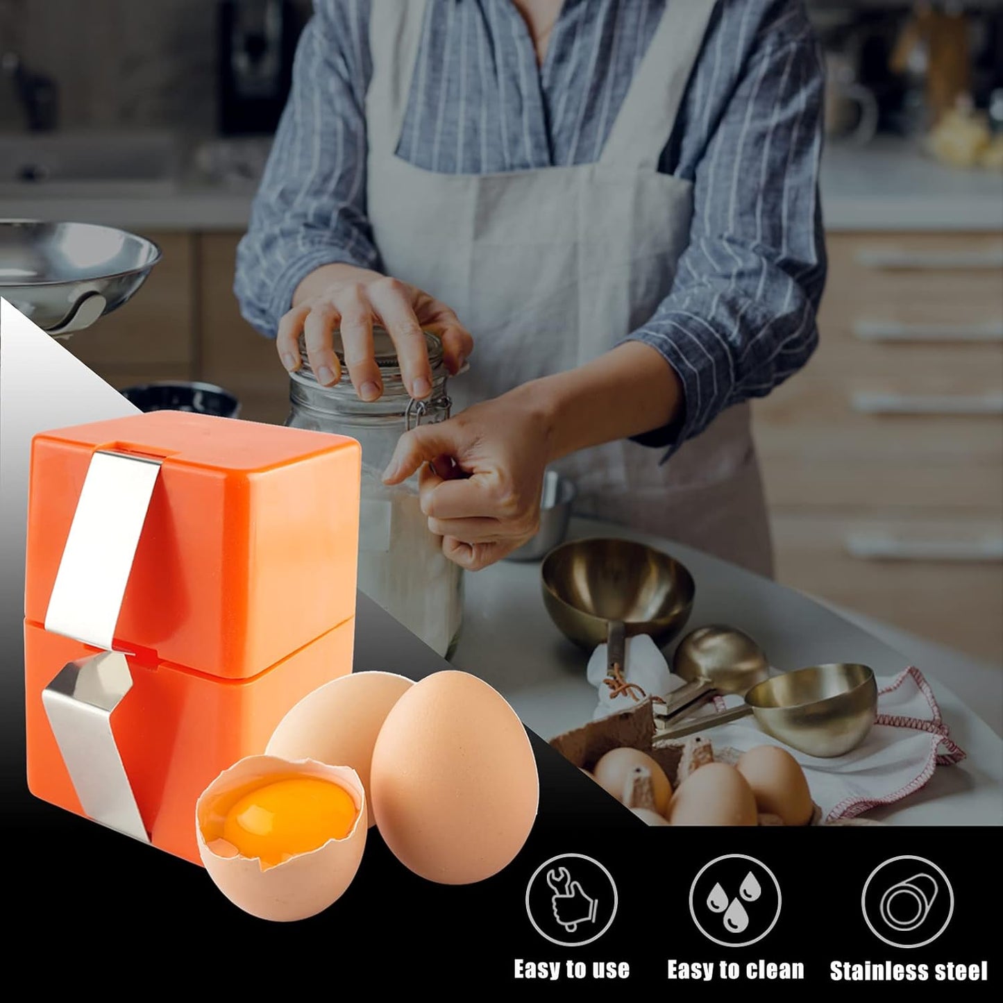 Egg slicer - for raw eggs - eggshell cutter - stainless steel eggshell slicer - eggshell separator