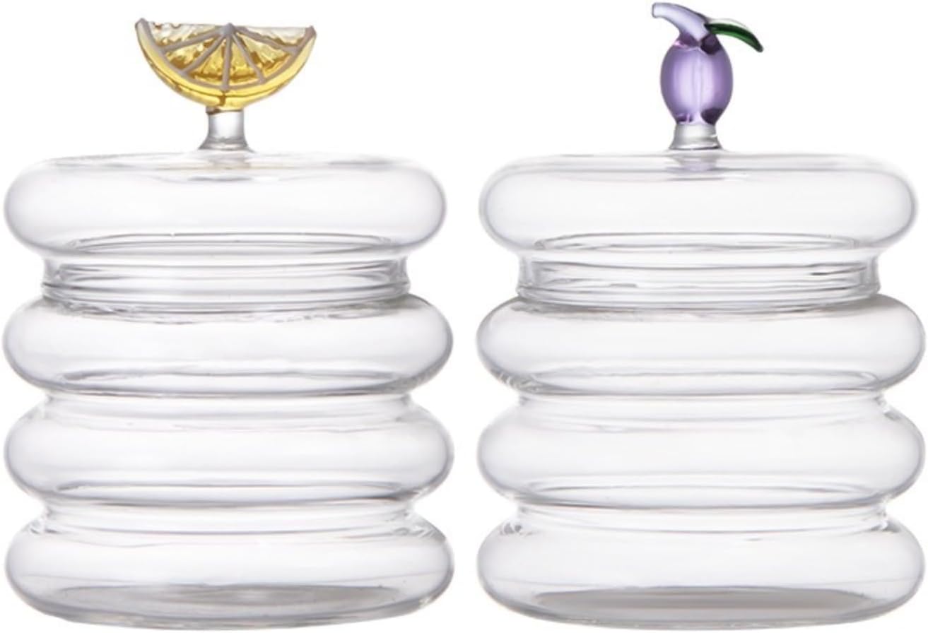 Household candy jar - desk candy box - candy jar with 3D fruit lid and snack compartment (two parts)