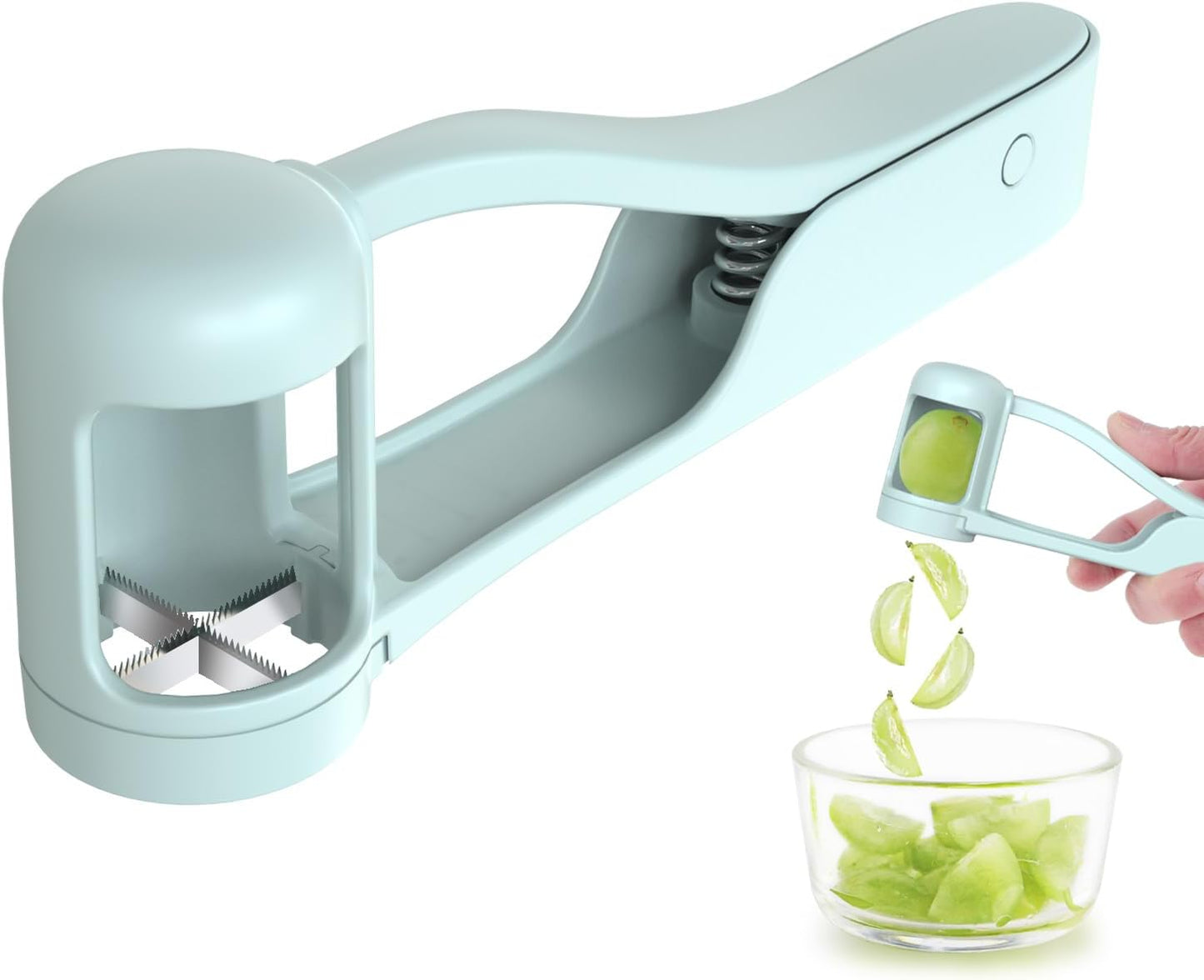 Grape cutter for toddlers - Baby grape cutter - Grape tomato cherry cutter - Can cut into 4 pieces - For vegetable fruit salad - Stainless steel kitchen gadget for quartering grapes