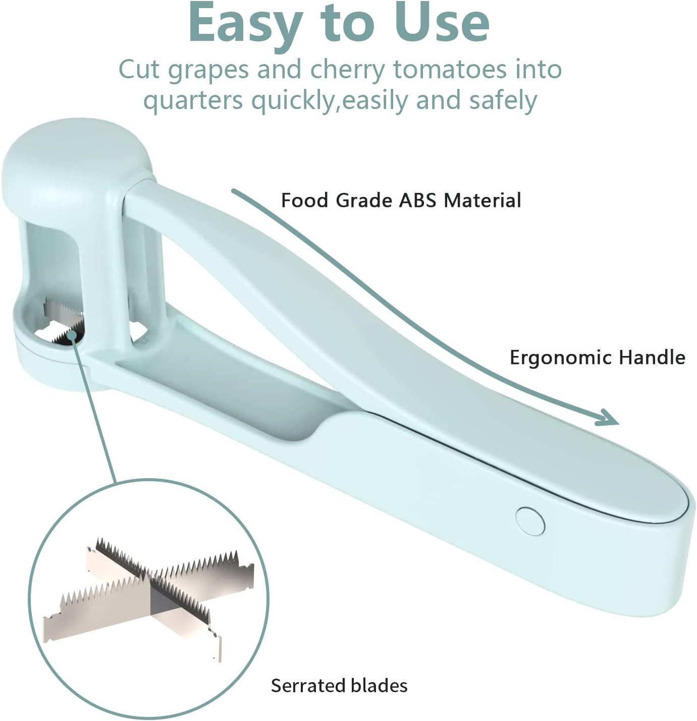 Grape cutter for toddlers - Baby grape cutter - Grape tomato cherry cutter - Can cut into 4 pieces - For vegetable fruit salad - Stainless steel kitchen gadget for quartering grapes