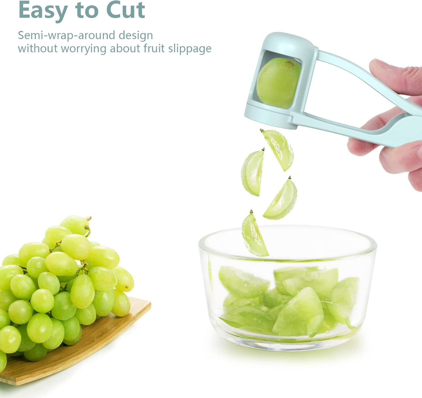 Grape cutter for toddlers - Baby grape cutter - Grape tomato cherry cutter - Can cut into 4 pieces - For vegetable fruit salad - Stainless steel kitchen gadget for quartering grapes