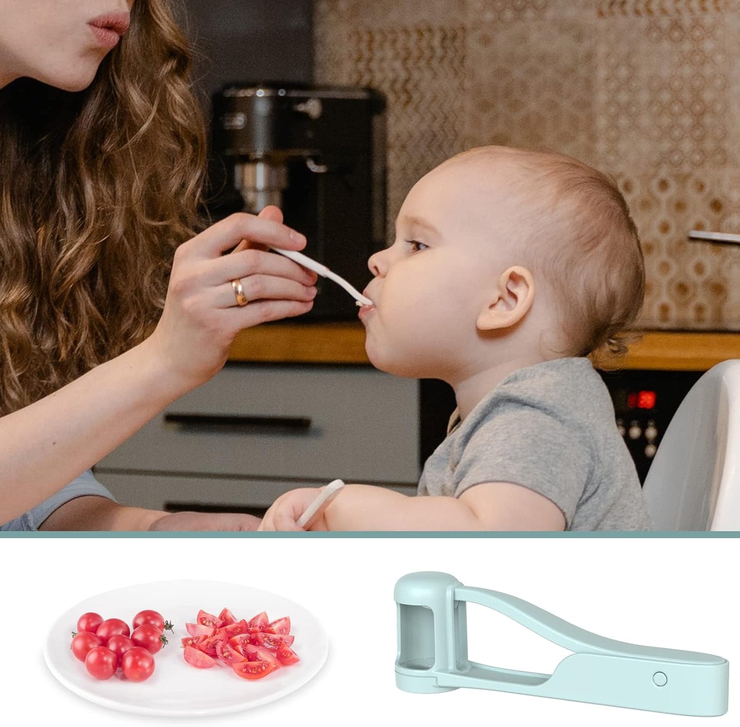Grape cutter for toddlers - Baby grape cutter - Grape tomato cherry cutter - Can cut into 4 pieces - For vegetable fruit salad - Stainless steel kitchen gadget for quartering grapes