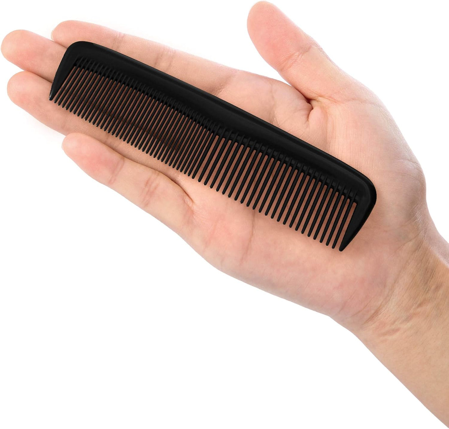 12-piece hair brush set - fine plastic hair brush in pocket size - unisex - fine comb (black)