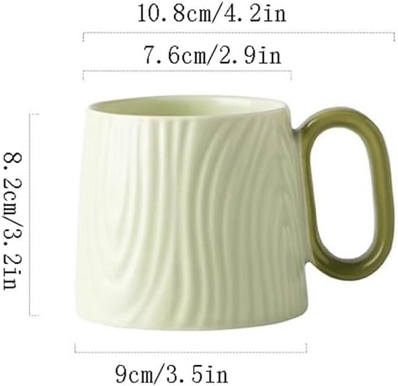Ceramic mug for home - 8.4 oz plain coffee/tea mug - Dopamine Mood - Coffee mug for reading/studying (green)