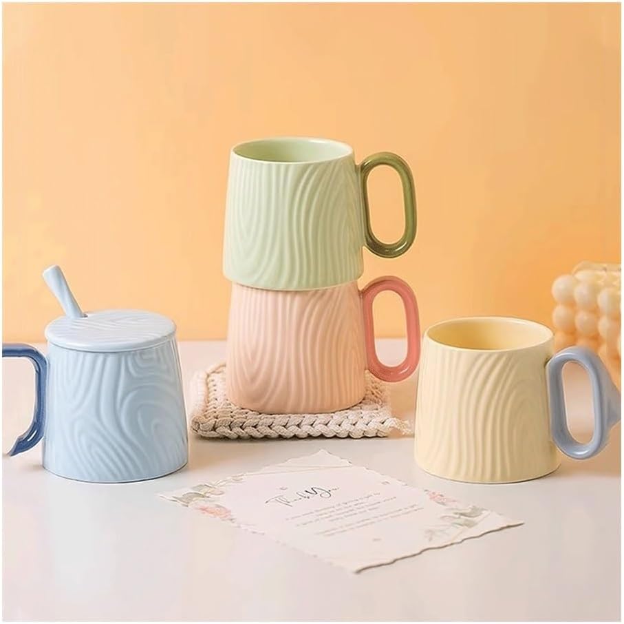 Ceramic mug for home - 8.4 oz plain coffee/tea mug - Dopamine Mood - Coffee mug for reading/studying (green)