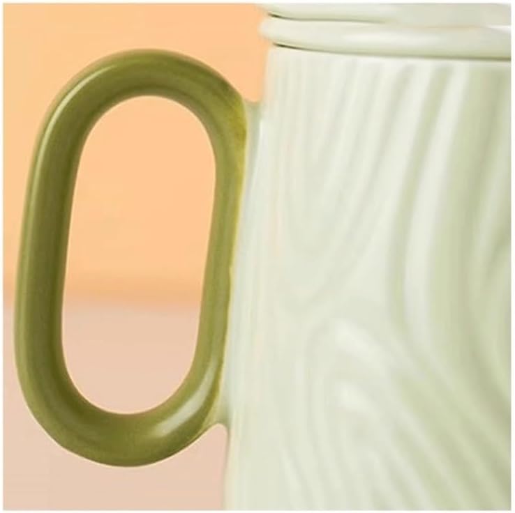 Ceramic mug for home - 8.4 oz plain coffee/tea mug - Dopamine Mood - Coffee mug for reading/studying (green)