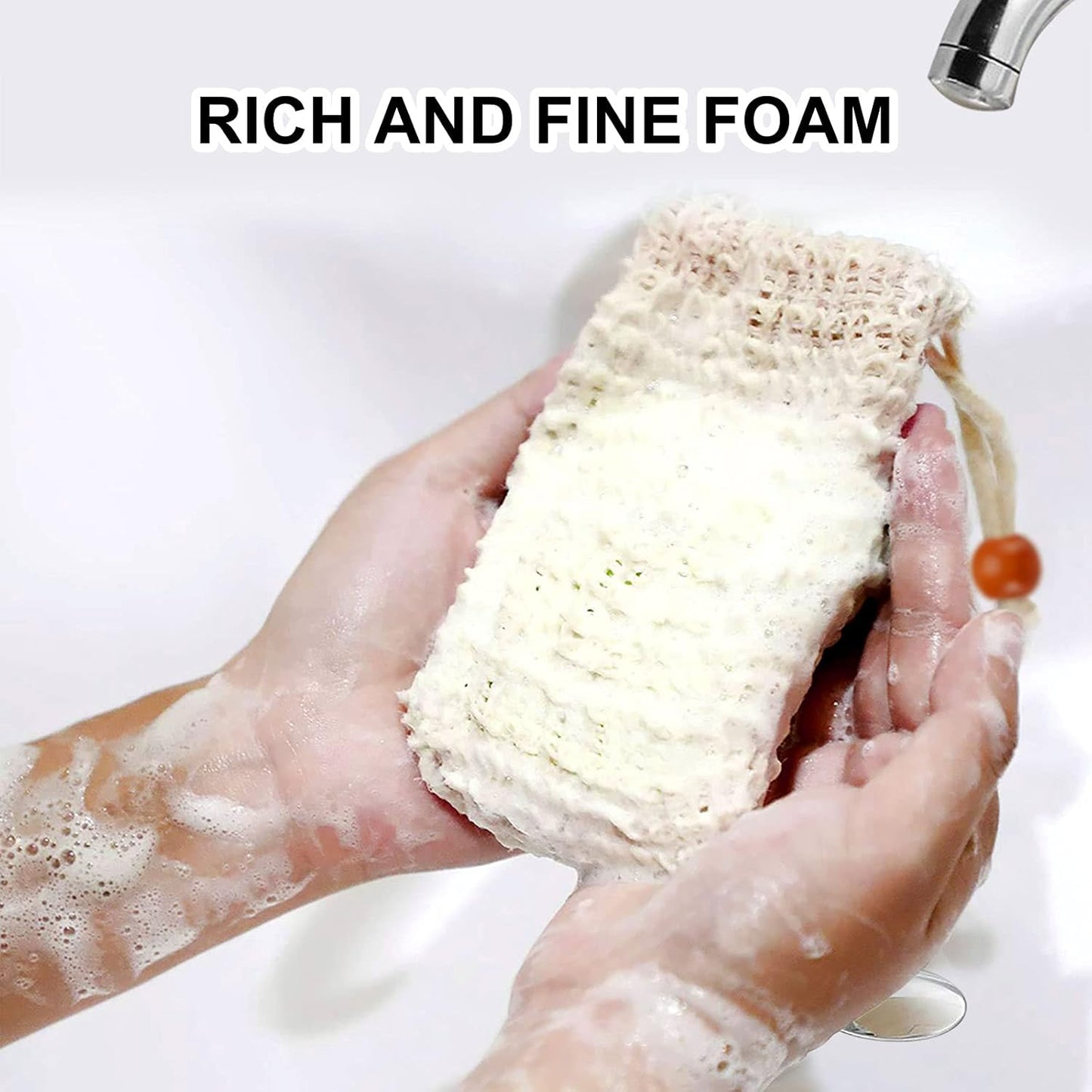 Soap Bags - Natural Sisal - Mesh Bags for Storing Soap - Plastic-Free - Exfoliating - Soap-Lathering - Dry Soap Holder - Shower (4 pieces)