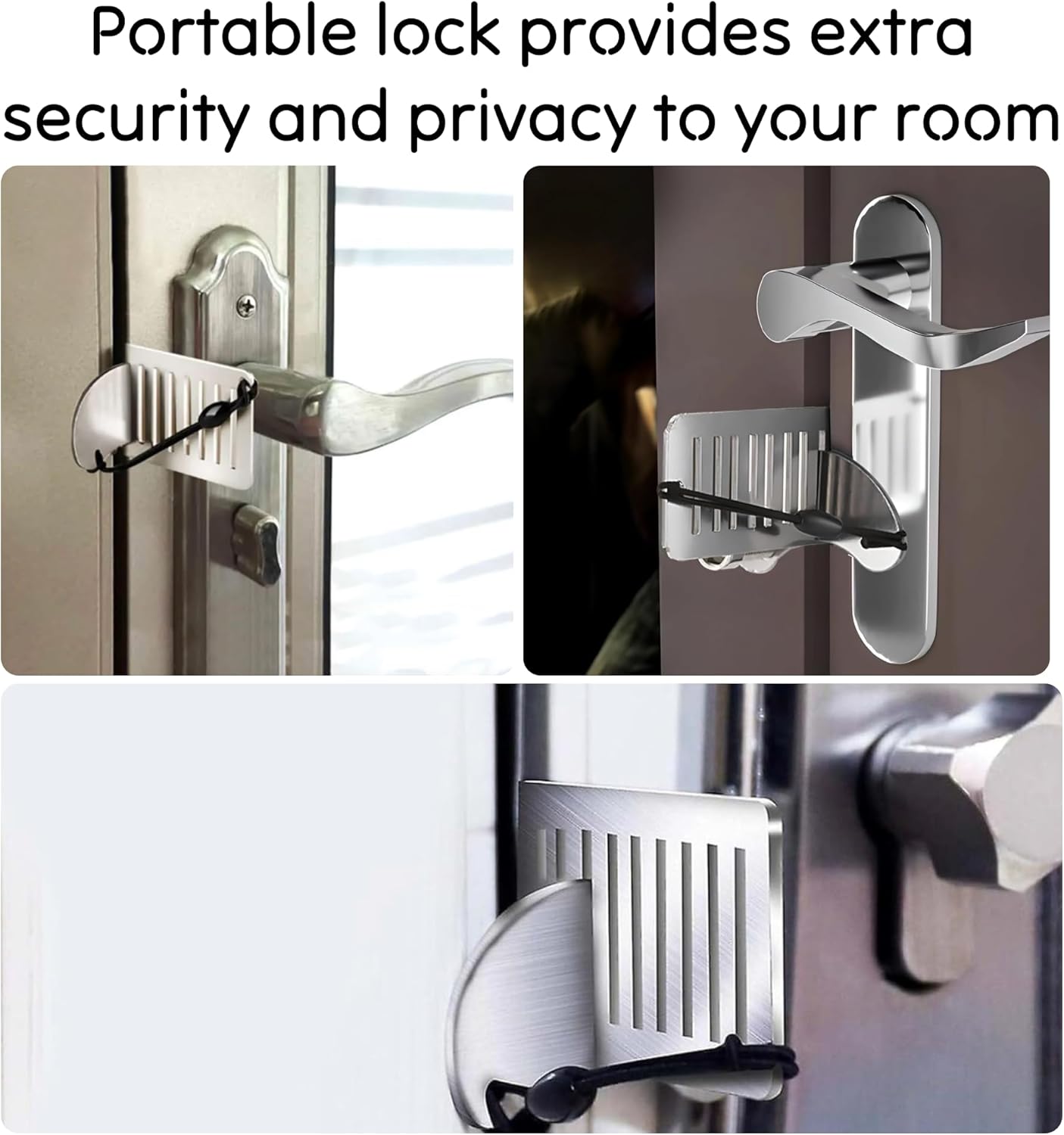 Doorstop - Portable door lock - Travel doorstop - Universal quick-install lock - Emergency lock - Child-safe doorstop - Anti-jam system - Theft security