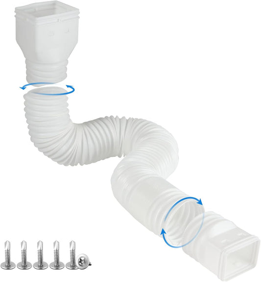 White single gutter extension - Flexible design - Gutter extension - Gutter connector - Rainwater drainage - Extendable from 21 inches to 68 inches