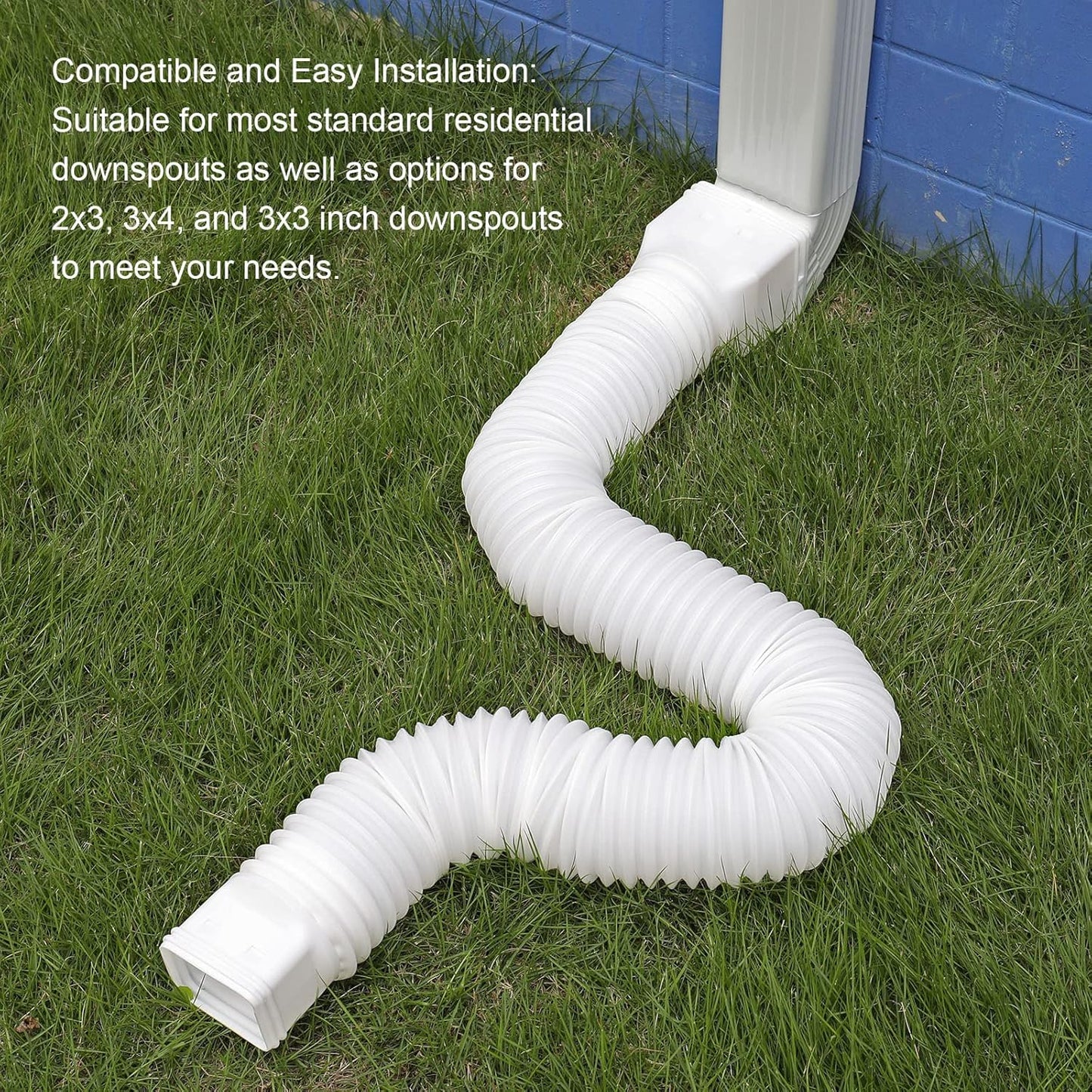White single gutter extension - Flexible design - Gutter extension - Gutter connector - Rainwater drainage - Extendable from 21 inches to 68 inches