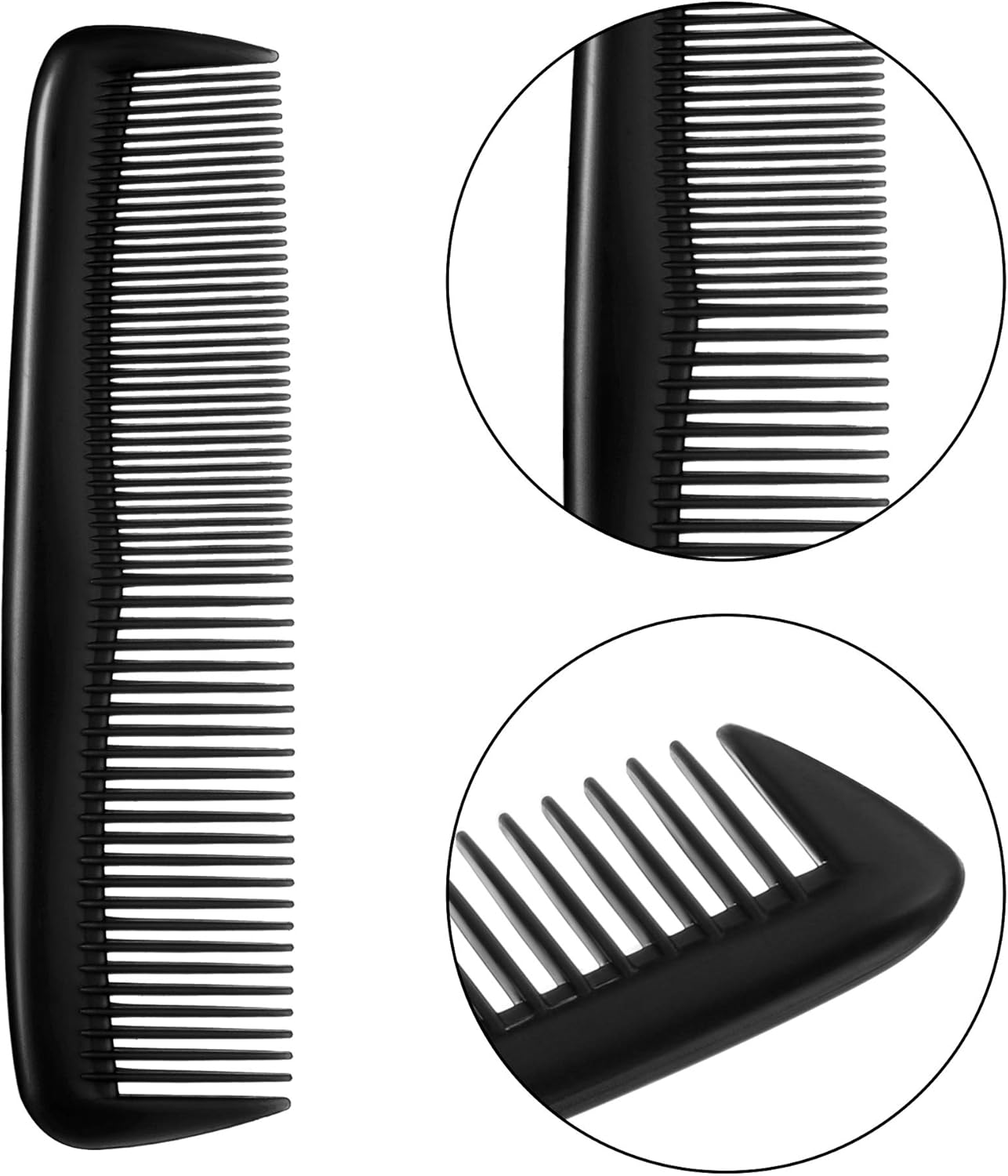 12-piece hair brush set - fine plastic hair brush in pocket size - unisex - fine comb (black)