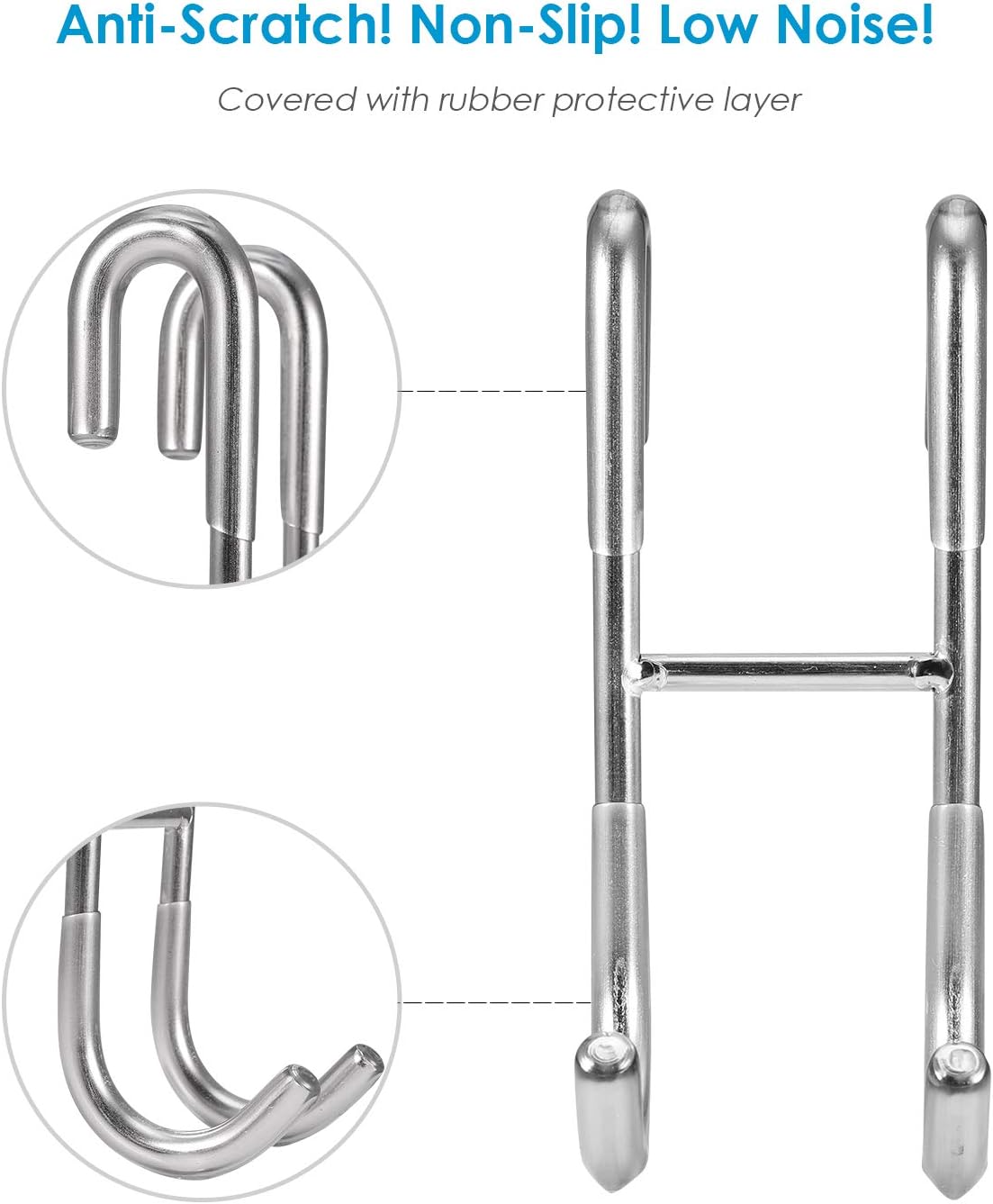 Shower Curtain Hooks (2-pack) - Towel Hooks for Frameless Glass Shower Doors - Shower Squeegee Hooks