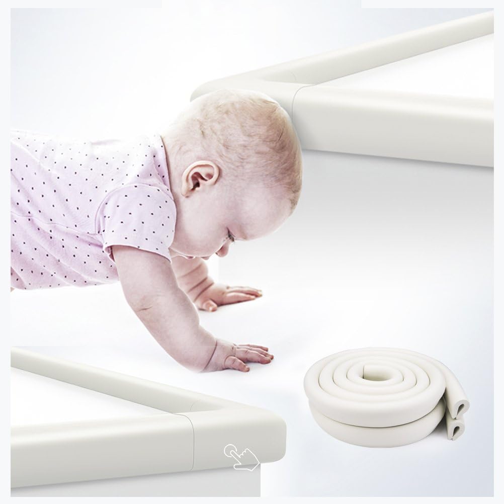 Edge protection strips, 2M * 2 rolls foam safety strips, anti-bump strips for kids, thickened soft protection strips, corner protectors for babies, children and toddlers - cream white