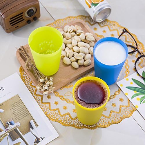 Set of 24 reusable plastic cups, 250 ml, durable plastic drink cups for kids, for use in the kitchen, outdoors, parties, picnics, barbecues, travel (6 bright colours)