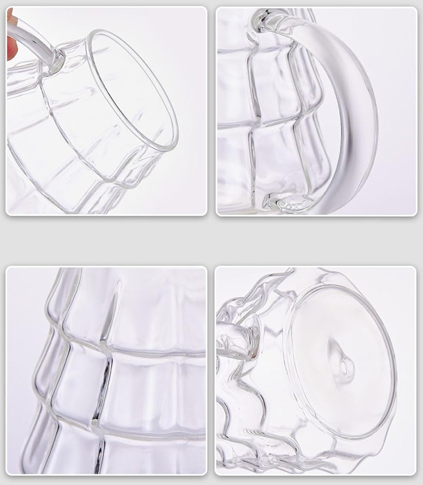 Tree-shaped transparent glass coffee cup - Tree-patterned glass tea cup - Household juice cup - Milk cup with handle