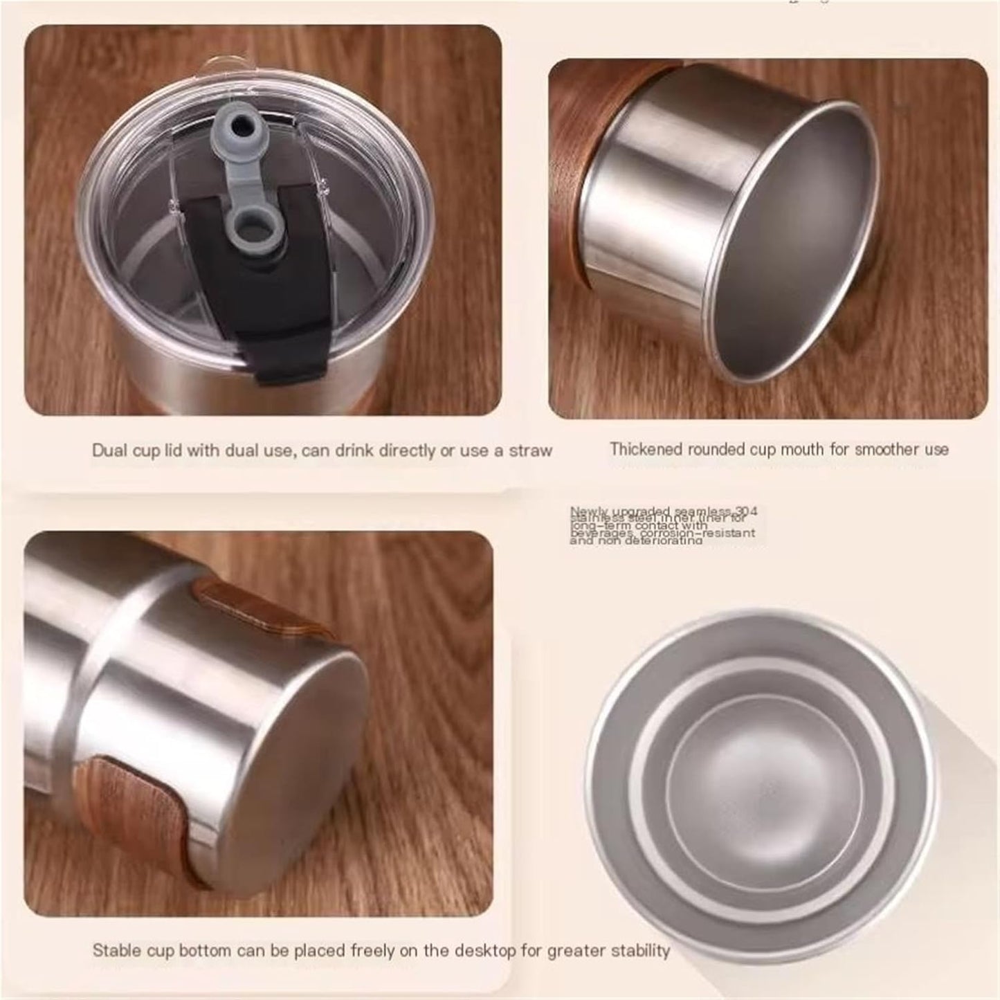 304 Stainless Steel Portable Coffee Pot - with Handle and Lid - Insulated - Suitable for Outdoor Camping - 300 ml - Stackable Design