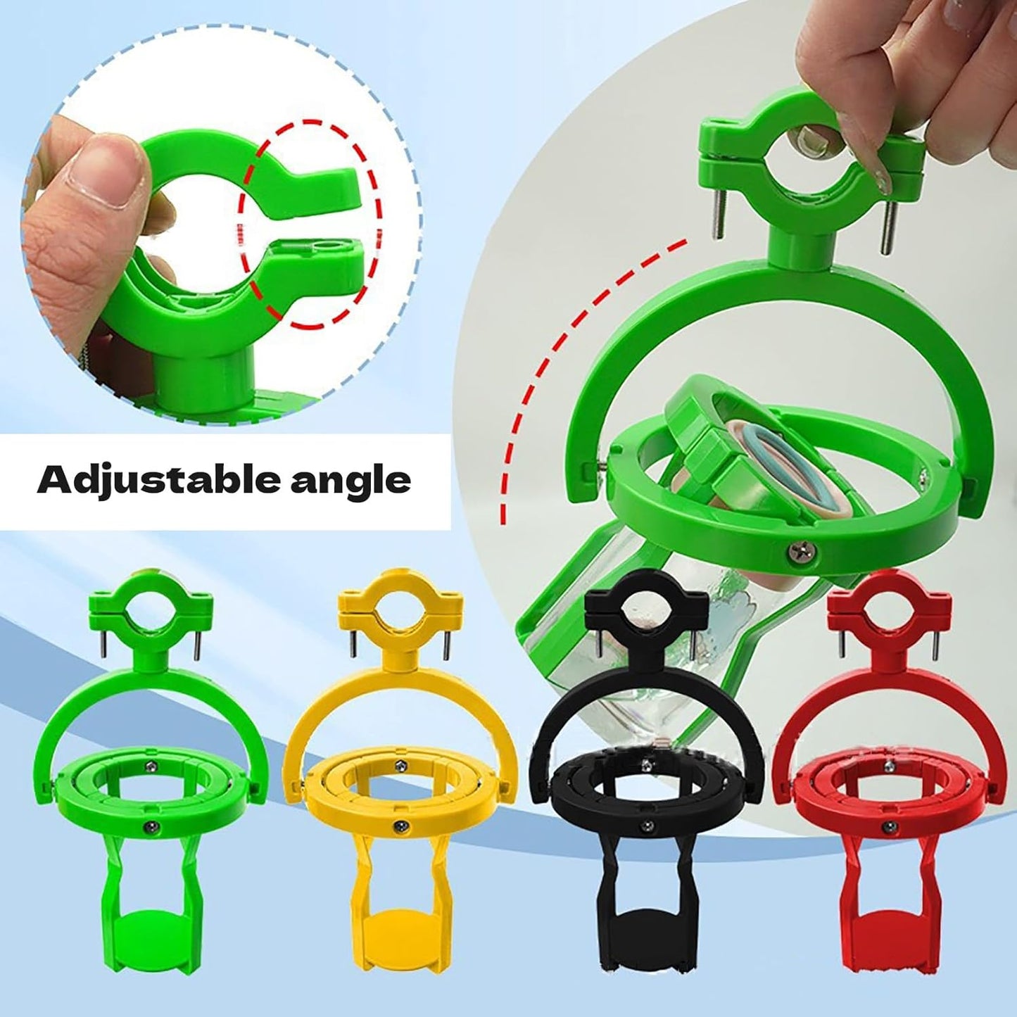 3D Gyro Scoop Cup Holder for Motorcycles - Overloop-resistant Self-balancing Cup Holder, 360° Rotatable Clip-on Cup Holder - Suitable for Tractors, Trucks and Boats (Red - 2-pack)