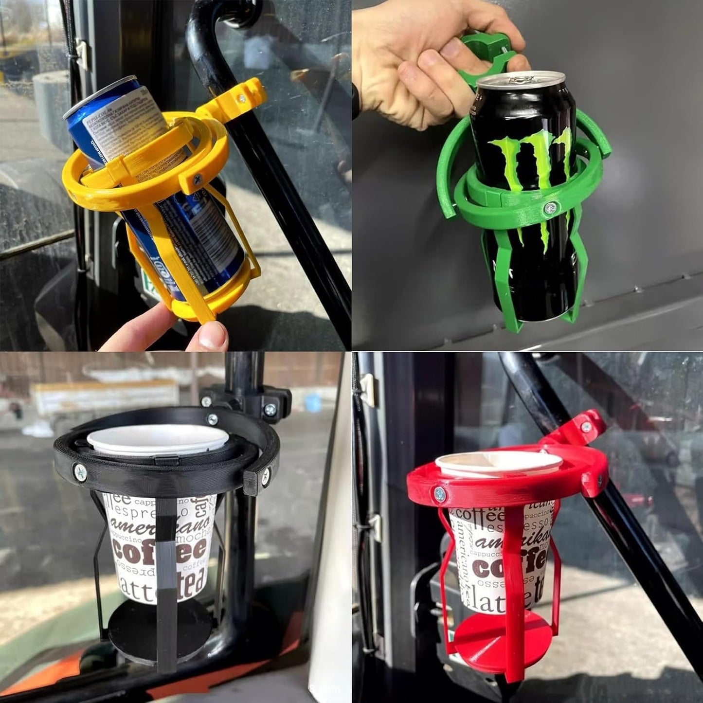 3D Gyro Scoop Cup Holder for Motorcycles - Overloop-resistant Self-balancing Cup Holder, 360° Rotatable Clip-on Cup Holder - Suitable for Tractors, Trucks and Boats (Red - 2-pack)