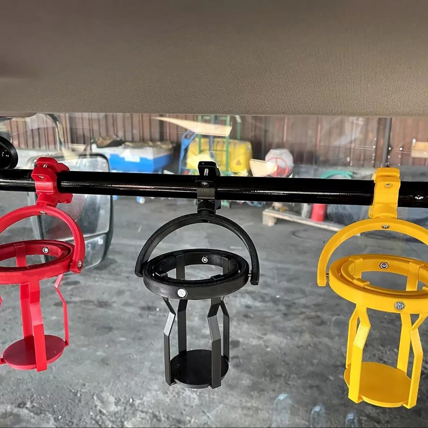 3D Gyro Scoop Cup Holder for Motorcycles - Overloop-resistant Self-balancing Cup Holder, 360° Rotatable Clip-on Cup Holder - Suitable for Tractors, Trucks and Boats (Red - 2-pack)