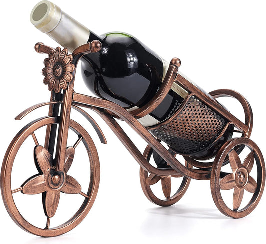 Desk wine rack - Bicycle-shaped wine rack for one bottle - Freestanding table wine rack and bottle holder - Wine gifts, home and bar decorations, and crafts