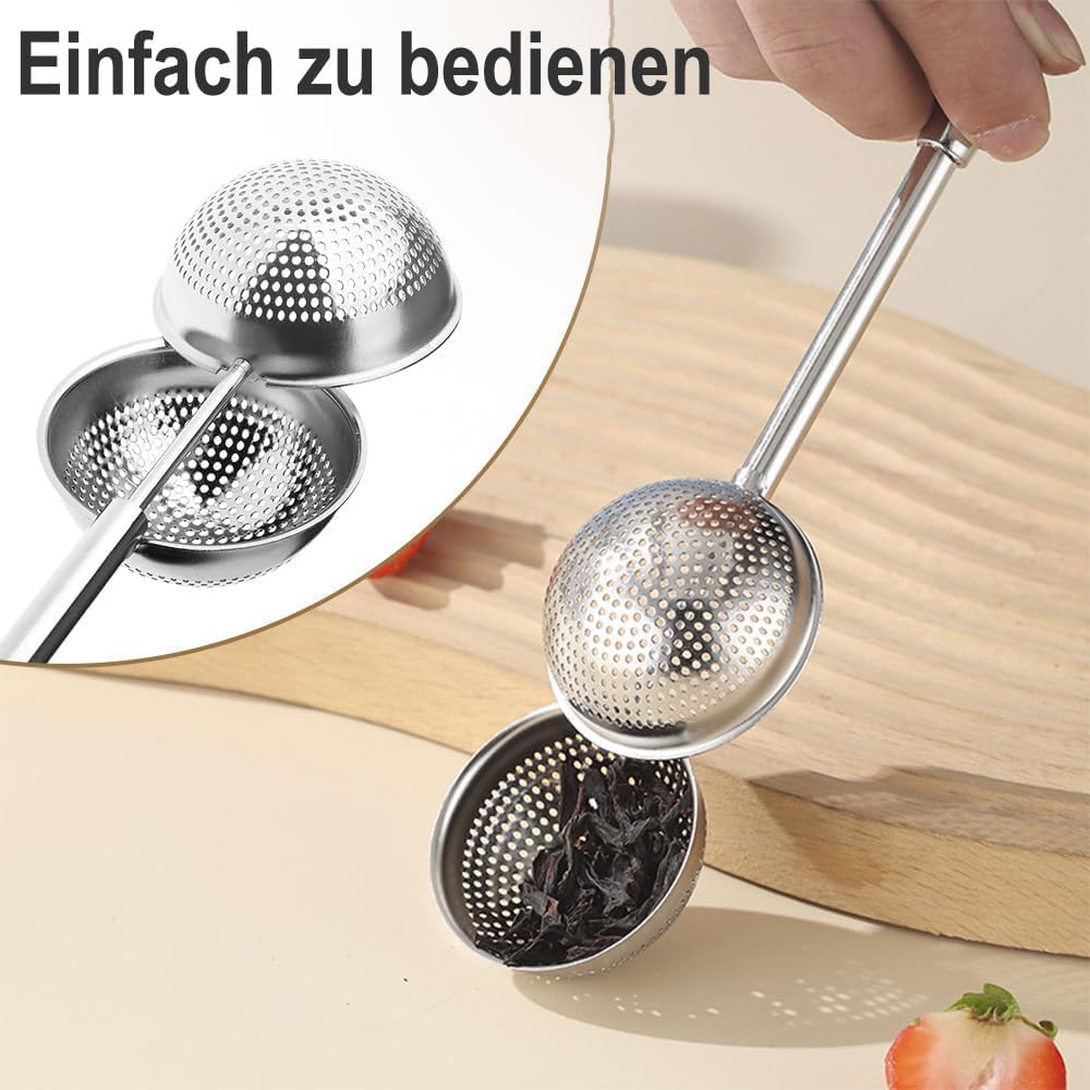 Set of 2 separate tea filters - Tea filter with telescopic handle - Tea strainer made of 304 stainless steel - Flour sieve made of stainless steel - Powder dispenser - Suitable for sugar, flour, spices and cocoa powder (B)
