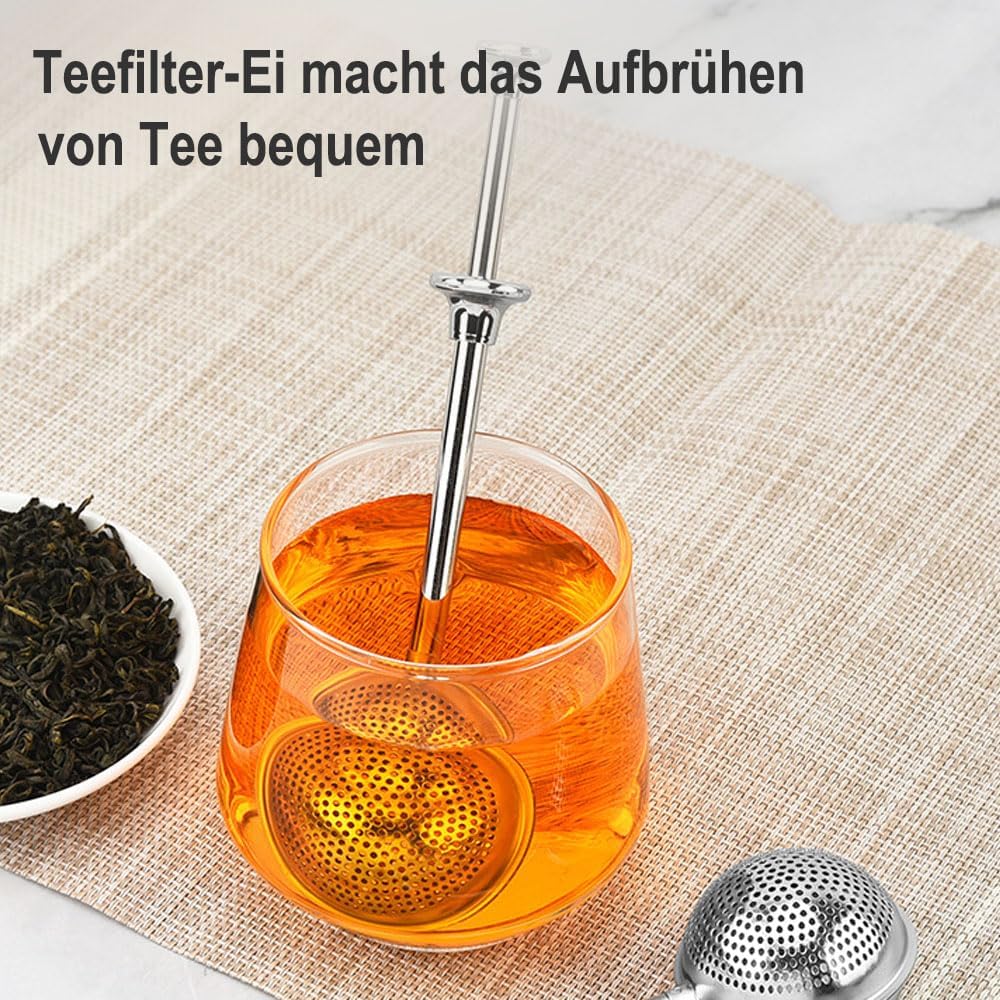 Set of 2 separate tea filters - Tea filter with telescopic handle - Tea strainer made of 304 stainless steel - Flour sieve made of stainless steel - Powder dispenser - Suitable for sugar, flour, spices and cocoa powder (B)