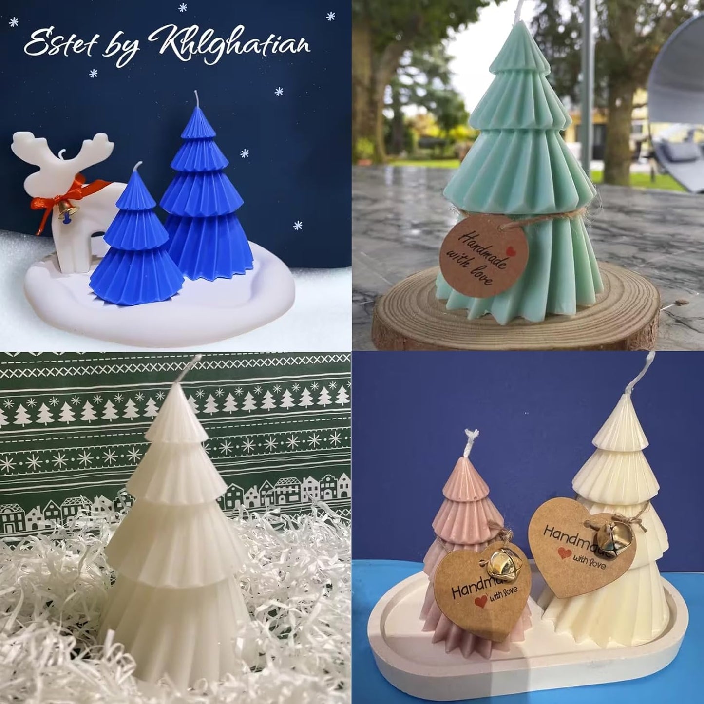 Set of two silicone Christmas tree candle molds - Christmas candle mold - DIY 3D silicone mold - silicone casting mold - suitable for making candles - making handmade soap - DIY crafts - Christmas decoration