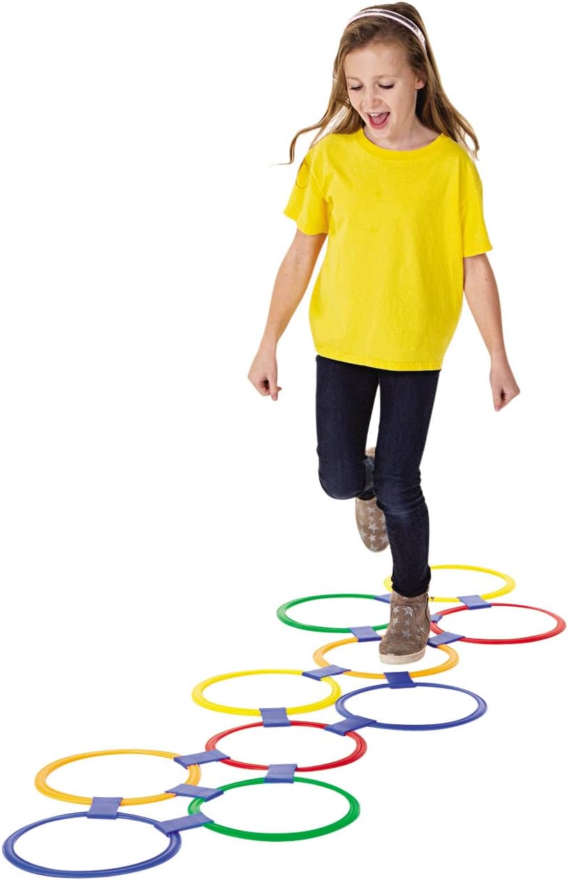 Hinkelspel Accessories - Hinkelspel Rings for Outdoors - 10 Rings with 10 Connectors - Obstacle Trainer for Outdoor and Indoor Use - Kids' Play Accessories
