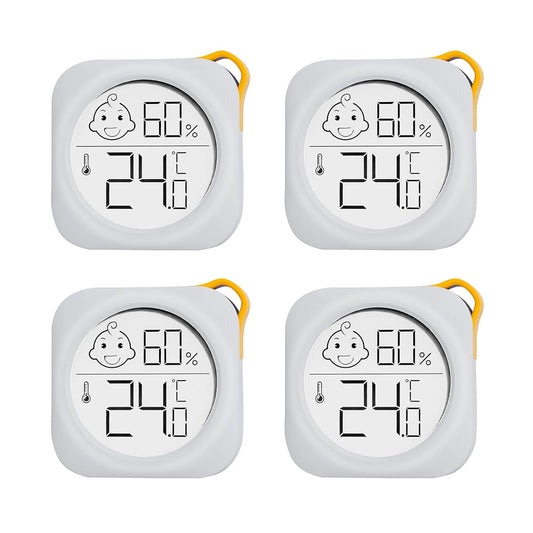 Hygrometer in 4-pack - Small digital hygrometer - With accurate indoor thermometer - Practical hygrometer suitable for bedrooms, kids' rooms, living rooms, etc.