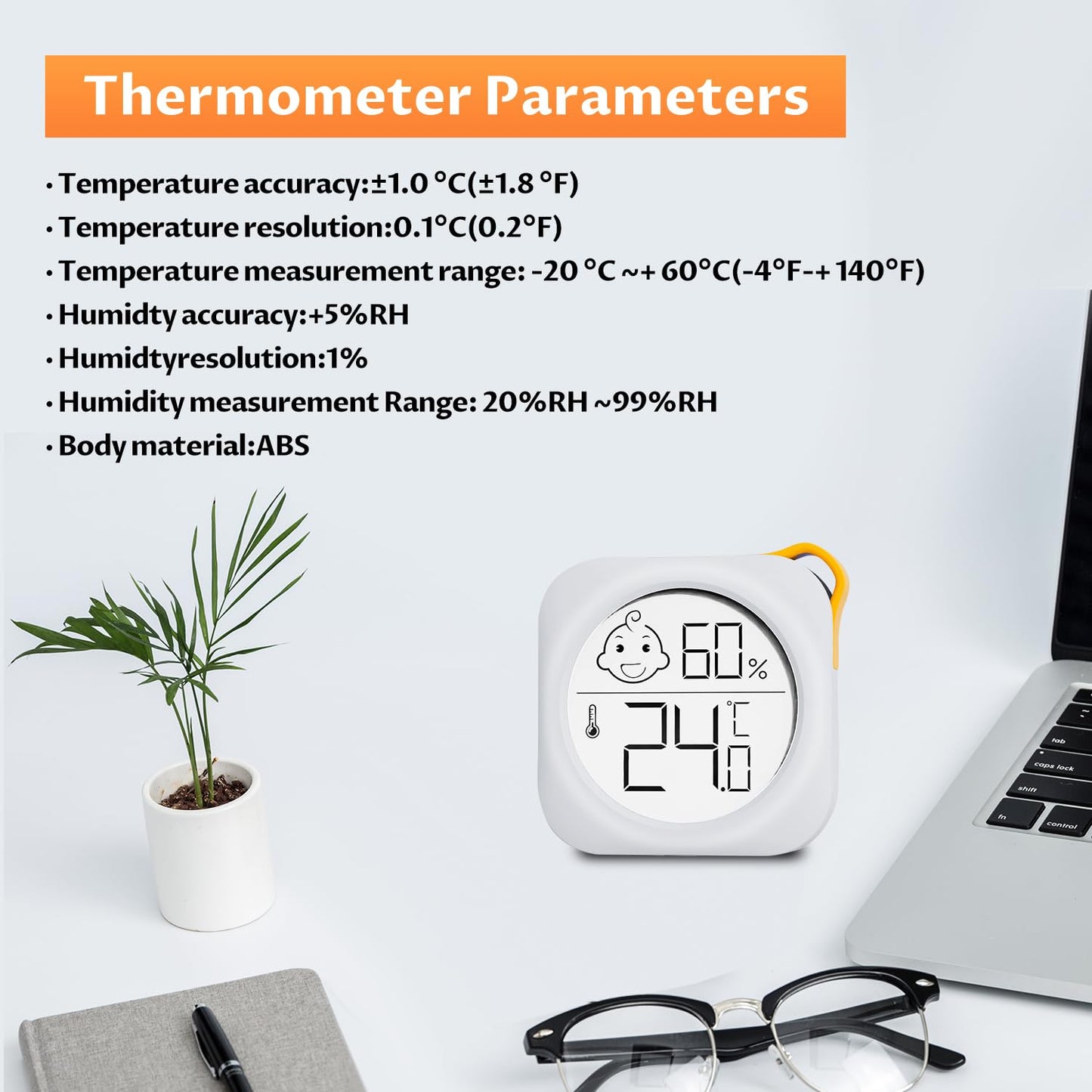 Hygrometer in 4-pack - Small digital hygrometer - With accurate indoor thermometer - Practical hygrometer suitable for bedrooms, kids' rooms, living rooms, etc.