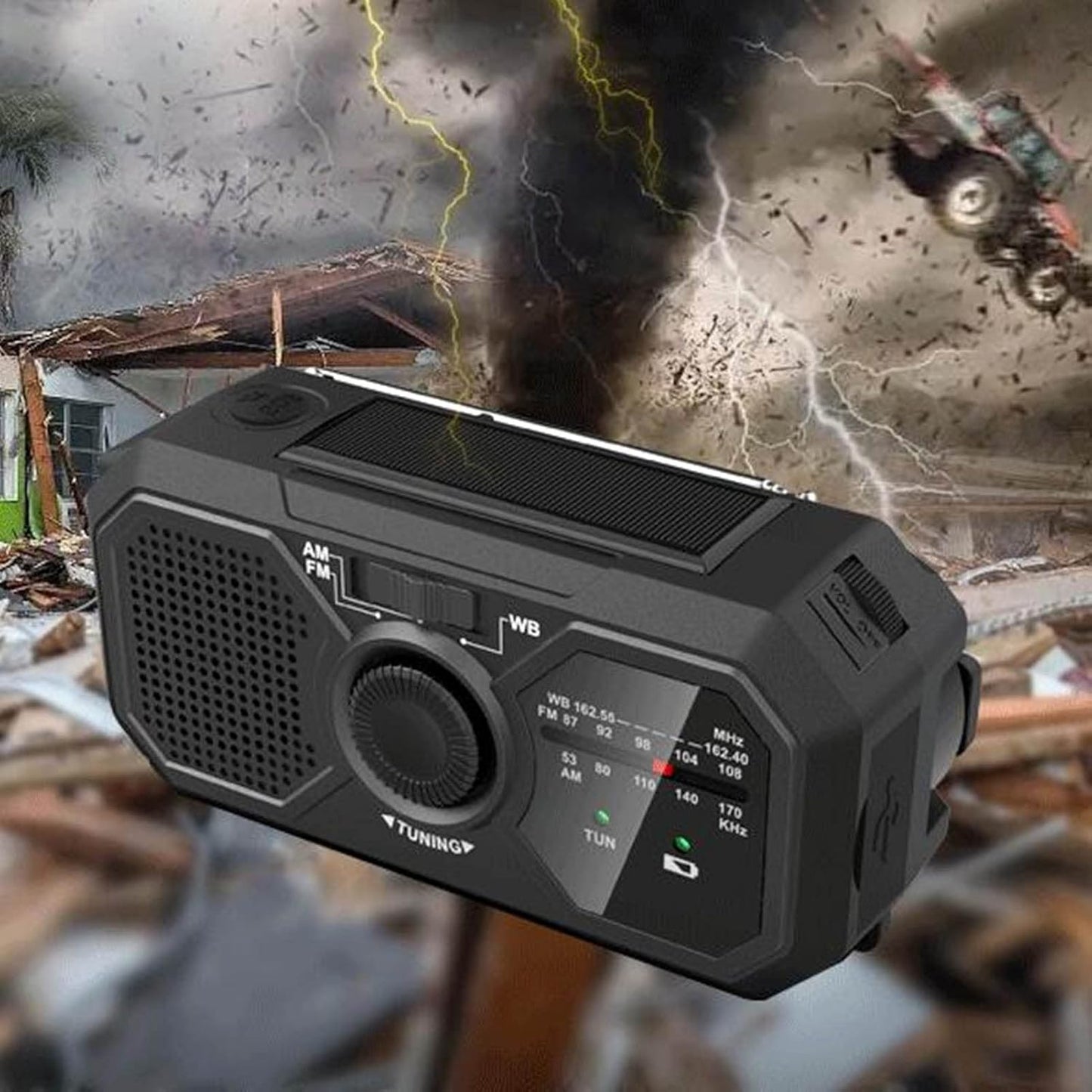 Noodradio - Solar-powered emergency radio, hand-operated - AM/FM/weather radio - With torch - SOS alarm function - Emergency charging function - Portable emergency radio (black) Suitable for camping, hiking and home emergencies