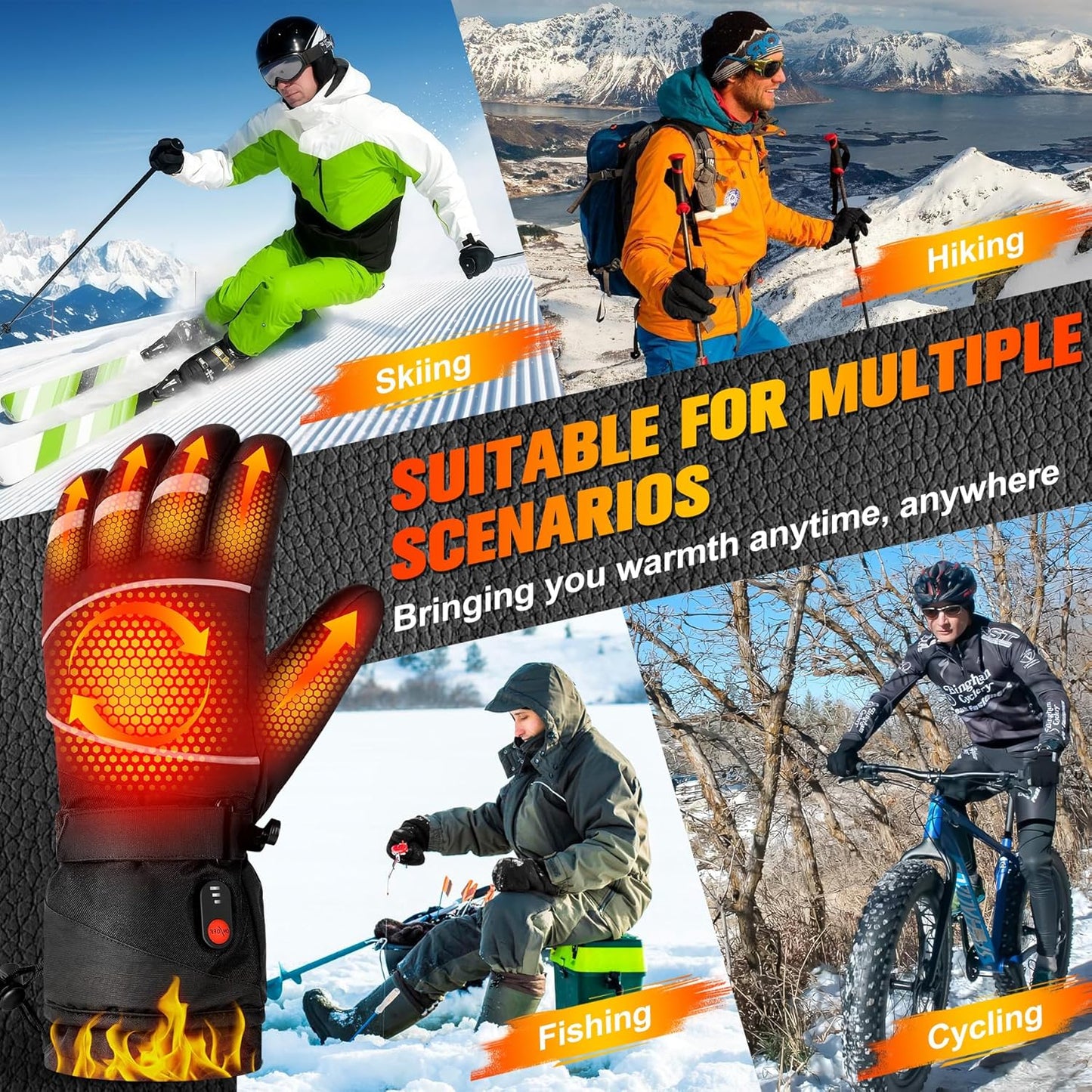 Gloves - Warm winter gloves - Rechargeable heated gloves - 3 heating settings, 360° heating - Touchscreen, waterproof/windproof - Winter ski/cycling/hiking gloves (unisex)