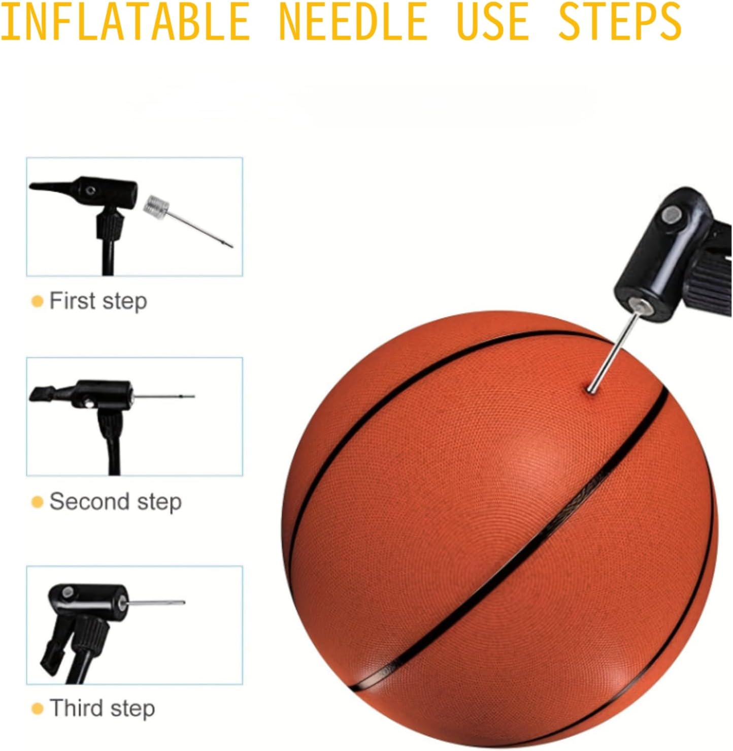 Ball pump needles - 3-pack - Durable stainless steel needles - Ball pump needles - Pump needles for football, basketball, volleyball and all sports balls