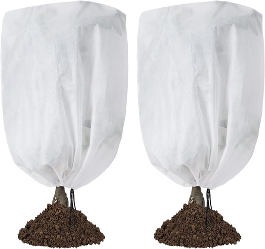 Plant frost protection - cold cover - plant cover - with drawstring and zip - 2-pack - 120 * 180 cm - white - for outdoor plants - shrub pots - plants - winter