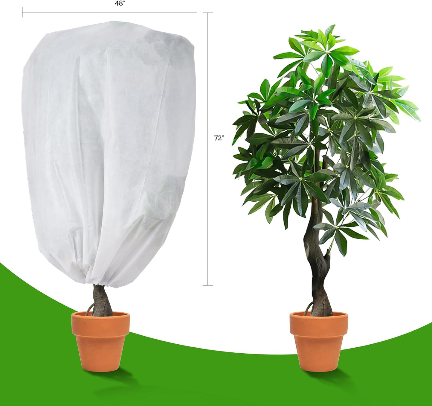 Plant frost protection - cold cover - plant cover - with drawstring and zip - 2-pack - 120 * 180 cm - white - for outdoor plants - shrub pots - plants - winter