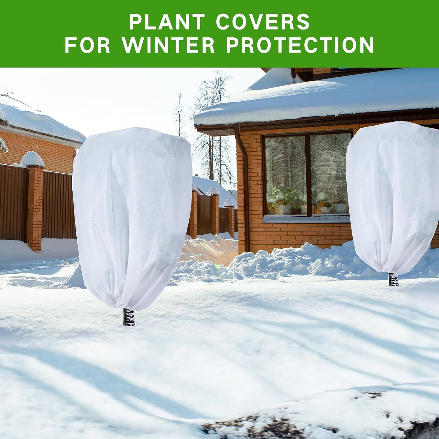 Plant frost protection - cold cover - plant cover - with drawstring and zip - 2-pack - 120 * 180 cm - white - for outdoor plants - shrub pots - plants - winter
