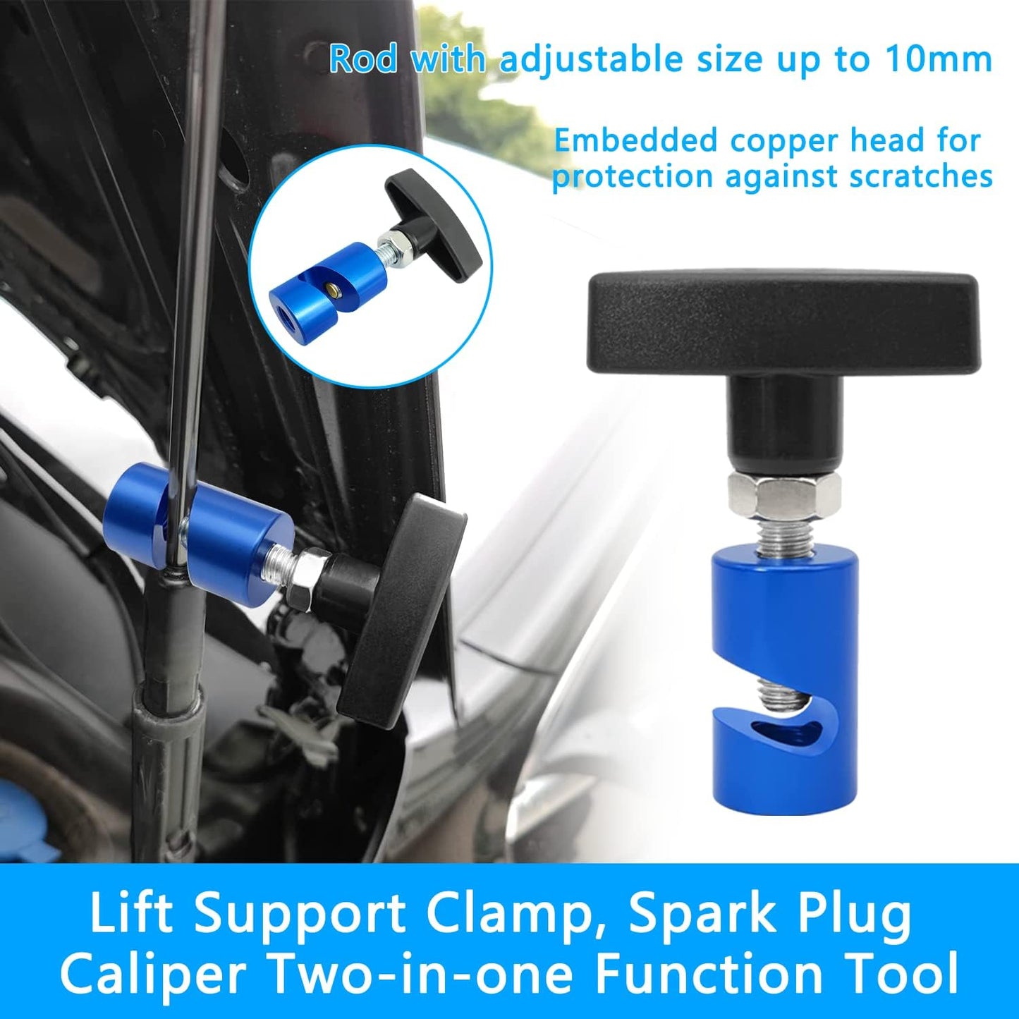 Hefsteunklem - 2 pieces - Bonnet support bar - Boot support - Non-slip device - Lifting bar - Non-slip tool