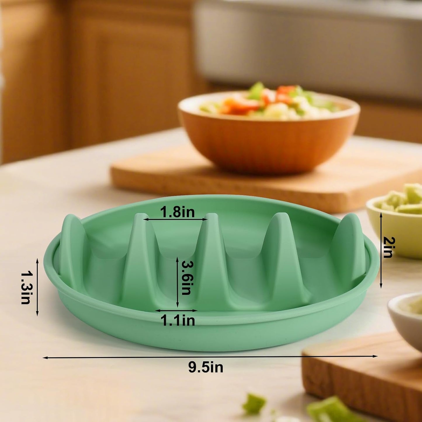 Silicone taco trays - 3-pack - with dividers - Eco-friendly - Reusable - Taco plates - Taco holders - Hard/soft taco shell holder - Taco party tray - Dishwasher and microwave safe