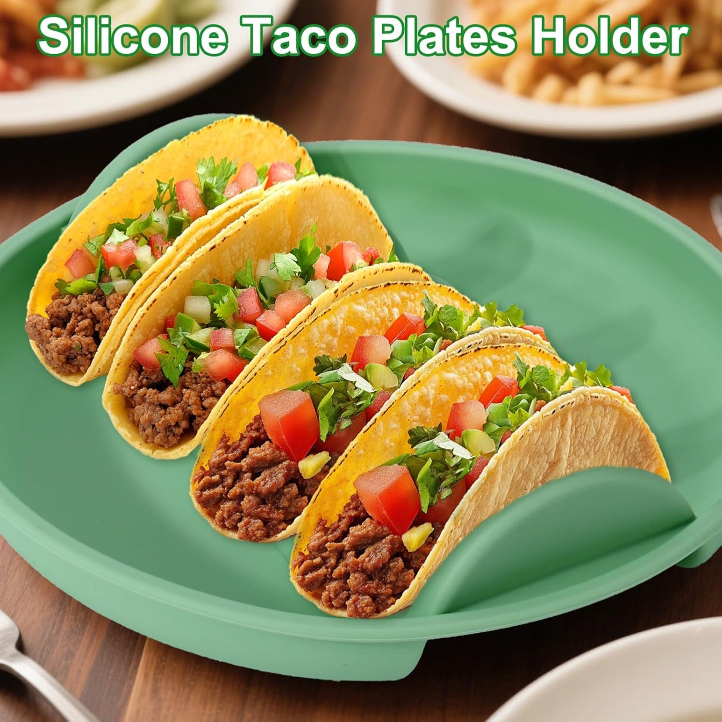 Silicone taco trays - 3-pack - with dividers - Eco-friendly - Reusable - Taco plates - Taco holders - Hard/soft taco shell holder - Taco party tray - Dishwasher and microwave safe