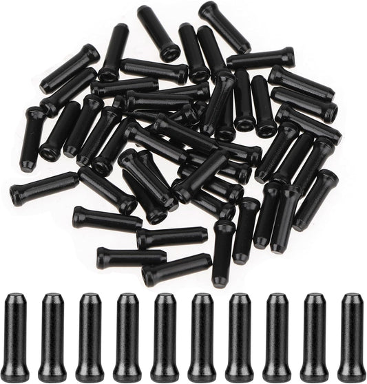 Bike Cable End Caps - 50 Pieces - Black - Bike Cable End Caps - Brake and Gear Cable Tips for Bikes