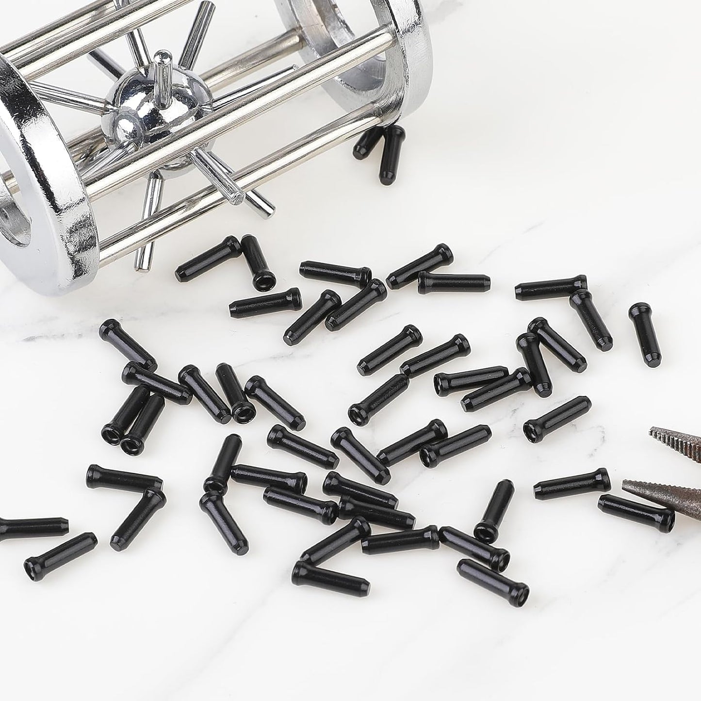 Bike Cable End Caps - 50 Pieces - Black - Bike Cable End Caps - Brake and Gear Cable Tips for Bikes