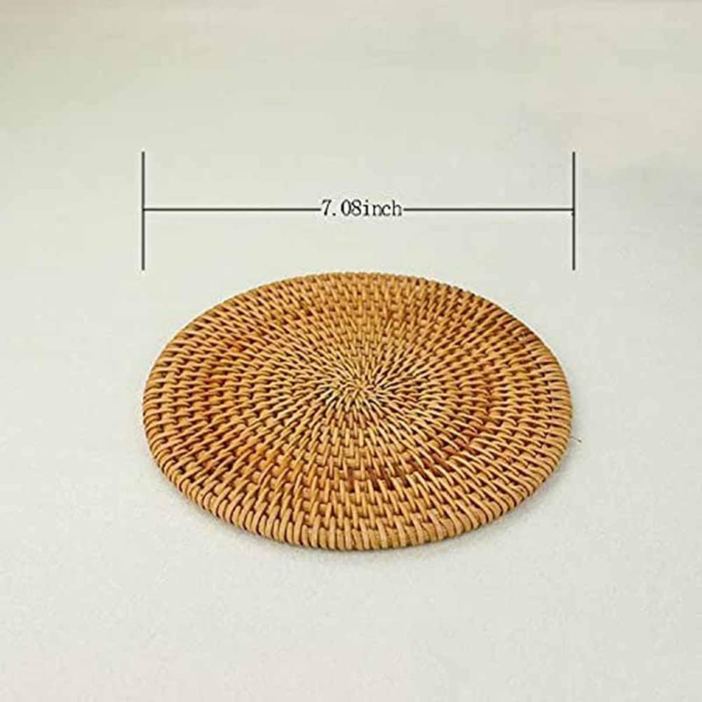 Isolation mat - Woven mat - 4 pieces - Rattan mat for hot dishes - 18 cm - Anti-burn coasters - Handmade coasters - Eco-friendly coasters - Tea accessories