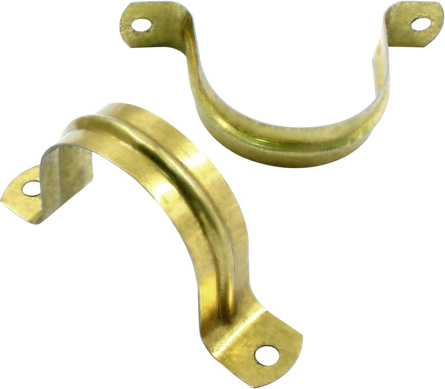 Biaungdo 20 Pcs M40 Rigid Pipe Strap, 1-1/2 Inch Stainless Steel Two Hole Strap U Bracket Pipe Clamps Heavy Duty Conduit Clamps Tension Tube Clip Cable Clamp Hanger with 2 Holes for Pipe Cable(Gold)