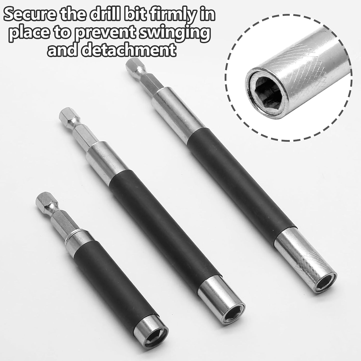 Biaungdo Magnetic Drill Bit Holder, 3 Pack Scalable Screw Drive Guide Self Retracting Sleeve, Mixed Length Extension Bar Adapter Prevent Screws Shaking (80 mm/120 mm/140 mm)