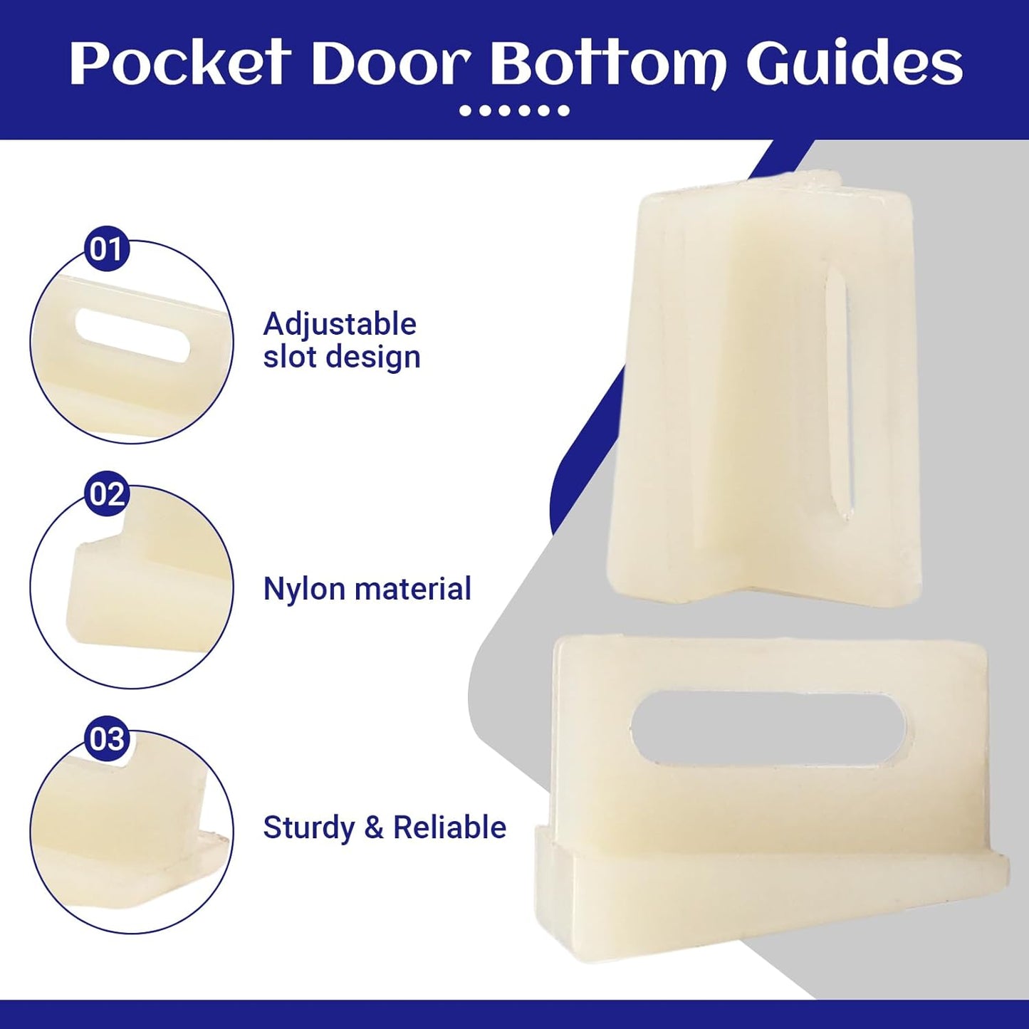 Biaungdo 10 Pack Pocket Door Bottom Guide, White Pocket Door Guide Kits Replacement