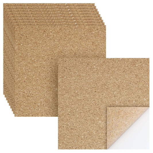 Biaungdo 10 Pcs Self Adhesive Cork Sheets, 4 X 4 Inch Cork Tile Sheet with Adhesive Backing, Square Insulation Sticky Backing Sheets for DIY Coasters, Craft Projects, Wedding Party, Wall Decor