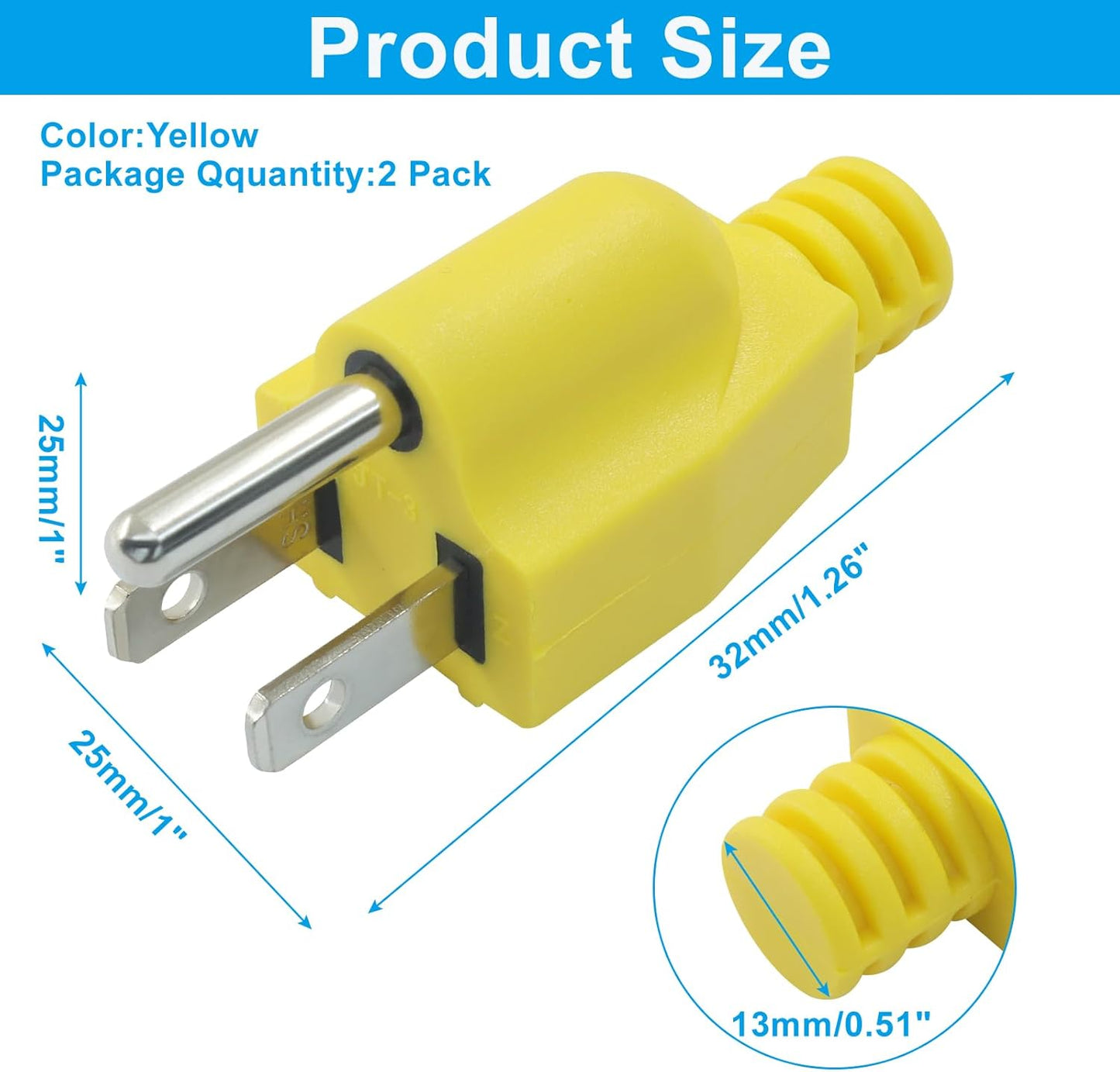 Biaungdo 2 Pack Neutral Ground Bonding Plug for Portable Inverter Generator, Surge Protector Ground Plug with Floating Neutral on RV Generator for Open Ground Error(Yellow)