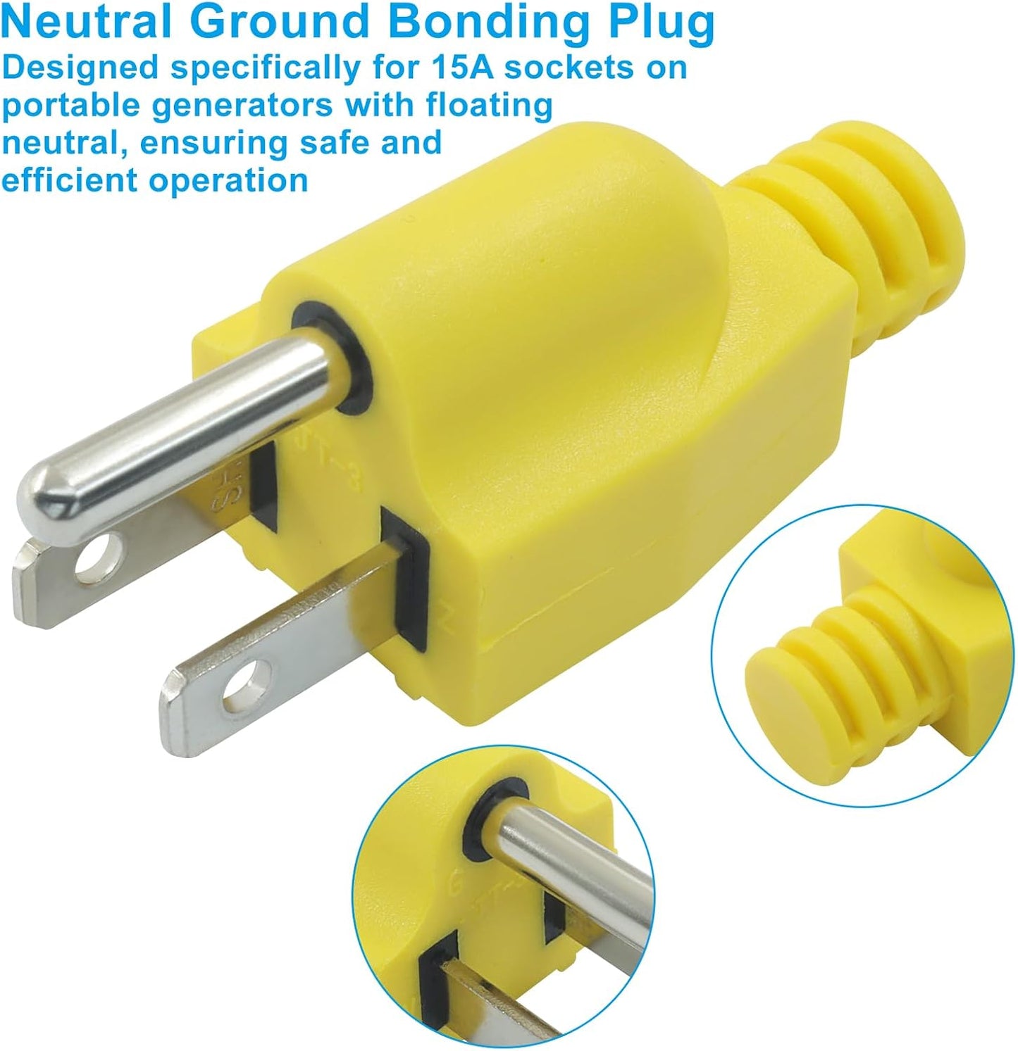Biaungdo 2 Pack Neutral Ground Bonding Plug for Portable Inverter Generator, Surge Protector Ground Plug with Floating Neutral on RV Generator for Open Ground Error(Yellow)