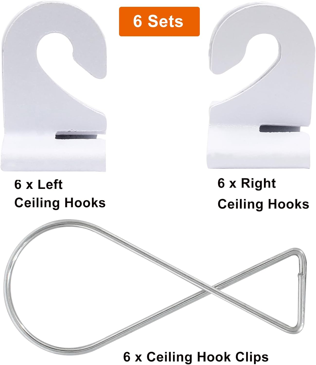Biaungdo 6 Pairs Drop Ceiling Hooks for Hanging, Heavy Duty Ceiling Hanger, Metal T-Bar Hooks, Suspended Ceiling Tile Hook Drop Ceiling Clips for Home Grid Office Decorations Hanging Plants(White)