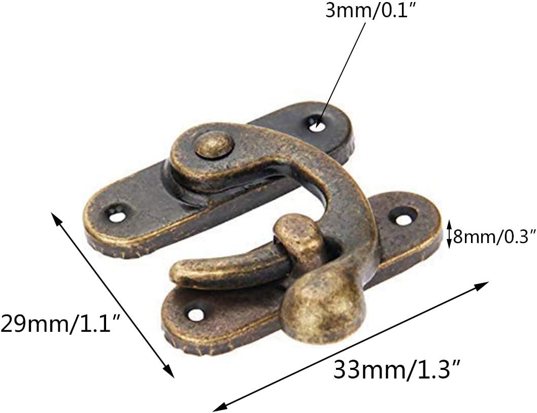 Biaungdo 5pcs Retro Vintage Style Swing Bag Clasp Closure Lock Latch for Furniture Wooden Box Jewelry Case Bronze Tone